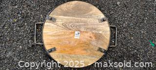 MaxSold Auction: Round 14 in Wooden Charcuterie Serving Board with Metal Stand - Gananoque (Ontario, Canada) SELLER MANAGED Downsizing Online Auction -  Highway 2 West(STORAGE)                      