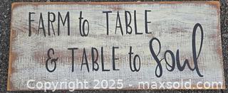 MaxSold Auction: Rustic Farmhouse Wall Sign – "FARM to TABLE & TABLE to SOUL" - Gananoque (Ontario, Canada) SELLER MANAGED Downsizing Online Auction -  Highway 2 West(STORAGE)                      
