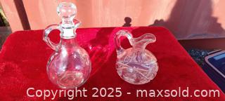MaxSold Auction: Set of 2 Small Clear Glass Cruets / Miniature Decanters - Gananoque (Ontario, Canada) SELLER MANAGED Downsizing Online Auction -  Highway 2 West(STORAGE)                      
