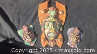 MaxSold Auction: Set of 3 Decorative Wall Masks, Tribal/Folk Art Style - Gananoque (Ontario, Canada) SELLER MANAGED Downsizing Online Auction -  Highway 2 West(STORAGE)                      