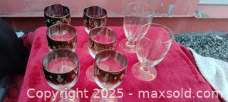 MaxSold Auction: Set of 8 Stemmed Cordial/Small Wine Glasses with Gilt Rim - Gananoque (Ontario, Canada) SELLER MANAGED Downsizing Online Auction -  Highway 2 West(STORAGE)                      
