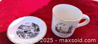MaxSold Auction: Souvenir Commemorative Mug with Small Saucer (2-Piece Lot) non matching set - Gananoque (Ontario, Canada) SELLER MANAGED Downsizing Online Auction -  Highway 2 West(STORAGE)                      