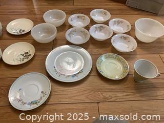 MaxSold Auction: Vintage Dishware Lot: Milk Glass, China Saucers/Plates, Teacup (17) - Gananoque (Ontario, Canada) SELLER MANAGED Downsizing Online Auction -  Highway 2 West(STORAGE)                      
