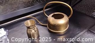 MaxSold Auction: Vintage Small Money Bag Brass Vase and Vintage Watering Can - Gananoque (Ontario, Canada) SELLER MANAGED Downsizing Online Auction -  Highway 2 West(STORAGE)                      