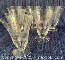 MaxSold Auction: Antique W.J. Hughes Etched Cornflower Dessert Glasses - London (Ontario, Canada) SELLER MANAGED Downsizing Online Auction -  Charlotte Street
