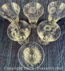 MaxSold Auction: Antique W.J. Hughes Etched Cornflower Dessert Glasses - London (Ontario, Canada) SELLER MANAGED Downsizing Online Auction -  Charlotte Street