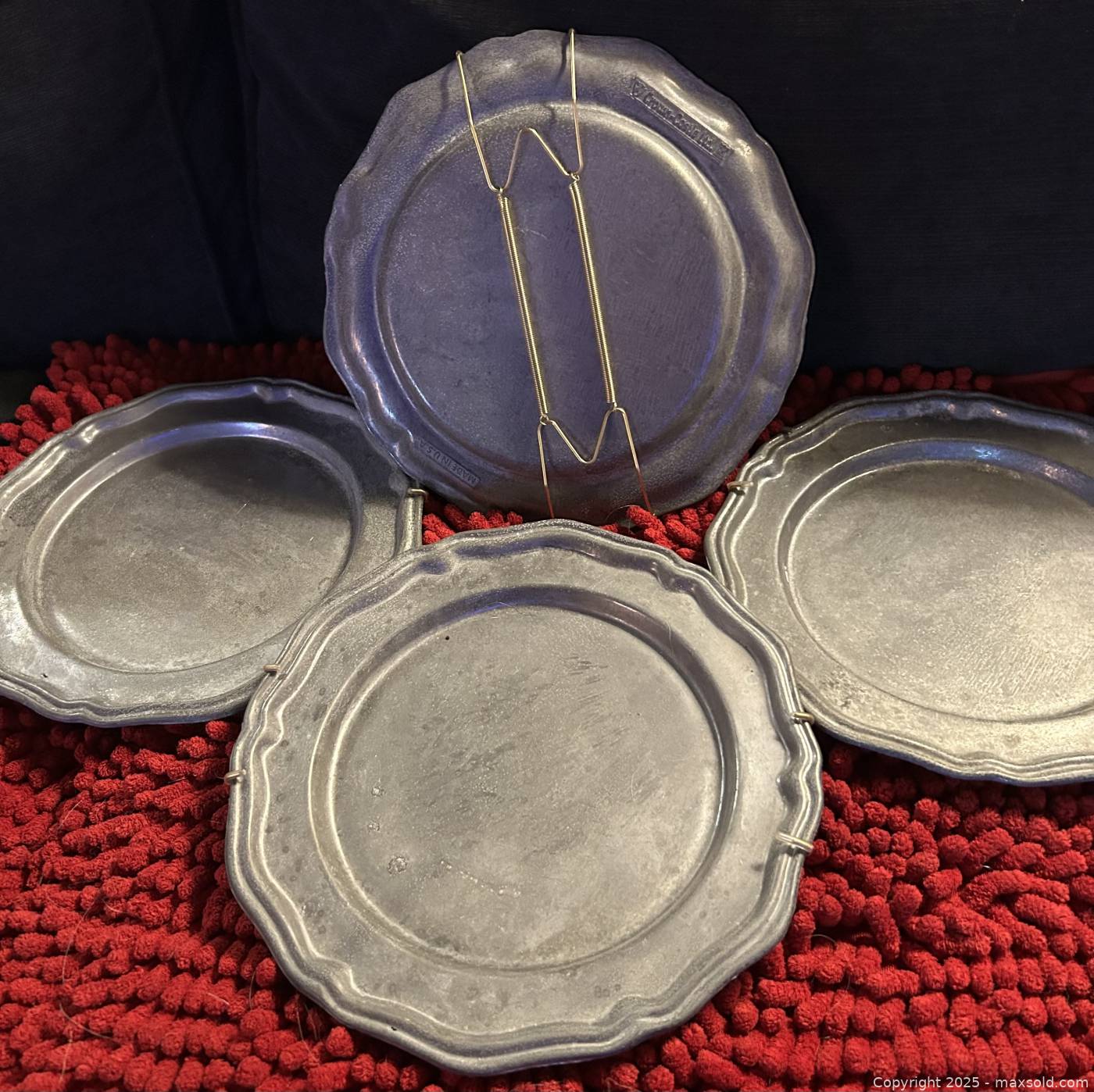 M-Dr-Crown Castle Ltd. Pewter Decorative Plates Set of 4, 10 Inch ...