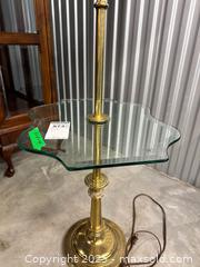 MaxSold Auction: Floor Lamp with Glass Table  - Toronto (Ontario, Canada) SELLER MANAGED Downsizing Online Auction -  Wicksteed Avenue (STORAGE)                