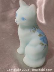 MaxSold Auction: **Fenton Blue Satin Glass Cat Hand painted &#38; Hand Signed** - Colorado Springs (Colorado, USA) SELLER MANAGED Estate Sale Online Auction - Mcnichols Court (CONDO)                  
