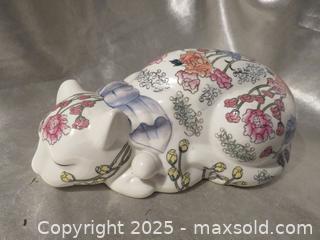 MaxSold Auction: **Vintage White Chinese Porcelain Sleeping Cat, with Floral Hand Painted Details** - Colorado Springs (Colorado, USA) SELLER MANAGED Estate Sale Online Auction - Mcnichols Court (CONDO)                  