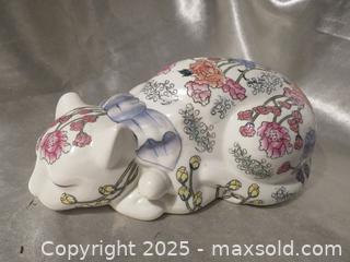 MaxSold Auction: **Vintage White Chinese Porcelain Sleeping Cat, with Floral Hand Painted Details** - Colorado Springs (Colorado, USA) SELLER MANAGED Estate Sale Online Auction - Mcnichols Court (CONDO)                  