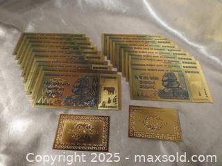 MaxSold Auction: **Zimbabwe One Hundred Trillion Dollars Gold Foil Banknotes** - Colorado Springs (Colorado, USA) SELLER MANAGED Estate Sale Online Auction - Mcnichols Court (CONDO)                  