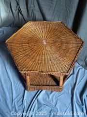 MaxSold Auction: Large Vintage Hexagonal Wicker Coffee Table  - Hamilton (Ontario, Canada) SELLER MANAGED Downsizing Online Auction - Napier Street