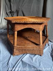 MaxSold Auction: Large Vintage Hexagonal Wicker Coffee Table  - Hamilton (Ontario, Canada) SELLER MANAGED Downsizing Online Auction - Napier Street