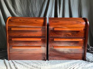 MaxSold Auction: Maurice Villency Set of Rosewood Roll Top Nightstands, Mid Century Modern - Hamilton (Ontario, Canada) SELLER MANAGED Downsizing Online Auction - Napier Street