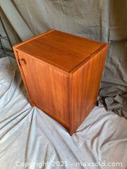 MaxSold Auction: Mid Century Modern Small Teak Cabinet/Side Table - Hamilton (Ontario, Canada) SELLER MANAGED Downsizing Online Auction - Napier Street