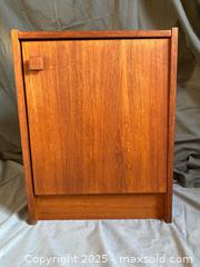 MaxSold Auction: Mid Century Modern Small Teak Cabinet/Side Table - Hamilton (Ontario, Canada) SELLER MANAGED Downsizing Online Auction - Napier Street