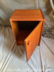 MaxSold Auction: Mid Century Modern Small Teak Cabinet/Side Table - Hamilton (Ontario, Canada) SELLER MANAGED Downsizing Online Auction - Napier Street