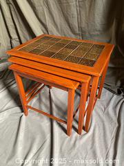 MaxSold Auction: Mid Century Modern Teak Tiled Nesting Tables - Set of 3 - Hamilton (Ontario, Canada) SELLER MANAGED Downsizing Online Auction - Napier Street