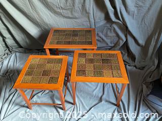 MaxSold Auction: Mid Century Modern Teak Tiled Nesting Tables - Set of 3 - Hamilton (Ontario, Canada) SELLER MANAGED Downsizing Online Auction - Napier Street