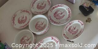 MaxSold Auction: 7 piece jackson china red hummingbird pattern set - Plainville (Massachusetts, USA) SELLER MANAGED Downsizing Online Auction -  West Bacon Street