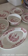 MaxSold Auction: 7 piece jackson china red hummingbird pattern set - Plainville (Massachusetts, USA) SELLER MANAGED Downsizing Online Auction -  West Bacon Street