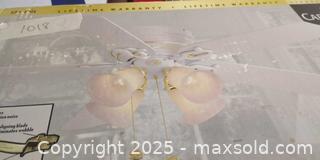 MaxSold Auction: Carriage House II 52" Ceiling Fan, White with Polished Brass new in original package  - Plainville (Massachusetts, USA) SELLER MANAGED Downsizing Online Auction -  West Bacon Street