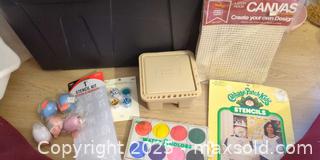 MaxSold Auction: Craft Supplies Lot with Latch-Hook Canvas & Paint Set - Plainville (Massachusetts, USA) SELLER MANAGED Downsizing Online Auction -  West Bacon Street