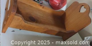MaxSold Auction: Decorative Wooden Doll Cradle with Heart Cutout - Plainville (Massachusetts, USA) SELLER MANAGED Downsizing Online Auction -  West Bacon Street