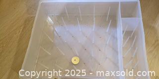 MaxSold Auction: Translucent Plastic Pegboard/Peg Post Storage Organizer with Dividers - Plainville (Massachusetts, USA) SELLER MANAGED Downsizing Online Auction -  West Bacon Street