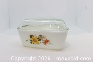 MaxSold Auction: Pyrex Vintage Floral Triangular Fridge Bowl & Lid (2 Pieces) (Made in England)  - Kawartha Lakes (Ontario, Canada) SELLER MANAGED Estate Sale Online Auction - Evergreen Street