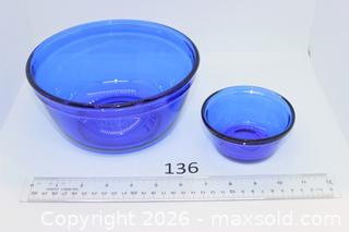 MaxSold Auction: Vintage Anchor Hocking Cobalt Glass Chip and Dip Bowls. Set of two - Kawartha Lakes (Ontario, Canada) SELLER MANAGED Estate Sale Online Auction - Evergreen Street