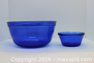 MaxSold Auction: Vintage Anchor Hocking Cobalt Glass Chip and Dip Bowls. Set of two - Kawartha Lakes (Ontario, Canada) SELLER MANAGED Estate Sale Online Auction - Evergreen Street