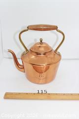 MaxSold Auction: Vintage Copper kettle - Tin-lined, wood handle. - Kawartha Lakes (Ontario, Canada) SELLER MANAGED Estate Sale Online Auction - Evergreen Street