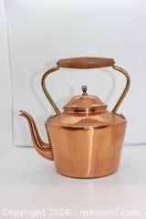 MaxSold Auction: Vintage Copper kettle - Tin-lined, wood handle. - Kawartha Lakes (Ontario, Canada) SELLER MANAGED Estate Sale Online Auction - Evergreen Street