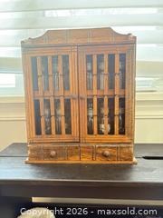 MaxSold Auction: Wood Spice/Apothecary Cabinet in Oak Tone, Vintage Style - Toronto (Ontario, Canada) SELLER MANAGED Downsizing Online Auction - Woodland Park Road