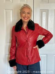 MaxSold Auction: Danier Red Leather Women's Jacket - Removable Faux Fur Collar, Cuffs & Lining - Size XS  - Toronto (Ontario, Canada) SELLER MANAGED Downsizing Online Auction - Logan Avenue