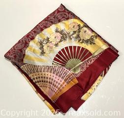 MaxSold Auction: Large Silk Scarf - Asian Fans Design - 42 x 42 inches - Toronto (Ontario, Canada) SELLER MANAGED Downsizing Online Auction - Logan Avenue