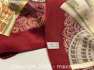 MaxSold Auction: Large Silk Scarf - Asian Fans Design - 42 x 42 inches - Toronto (Ontario, Canada) SELLER MANAGED Downsizing Online Auction - Logan Avenue