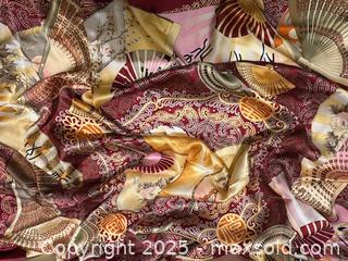 MaxSold Auction: Large Silk Scarf - Asian Fans Design - 42 x 42 inches - Toronto (Ontario, Canada) SELLER MANAGED Downsizing Online Auction - Logan Avenue