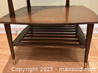 MaxSold Auction: Vintage Mid-Century Tiered End/Corner Wood Table - 29 x 29 x 25 inches - Toronto (Ontario, Canada) SELLER MANAGED Downsizing Online Auction - Logan Avenue