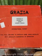 MaxSold Auction: GRAZIA Manual Pasta Maker mod. 150 Lusso - Orillia (Ontario, Canada) SELLER MANAGED Downsizing Online Auction - Harvie Settlement Road (STORAGE)