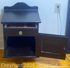 MaxSold Auction: Vintage Solid Wood Black Nightstand with Drawer and Cabinet - Ottawa (Ontario, Canada) PARTNER MANAGED Estate Sale Online Auction - Scrivens Drive