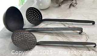 MaxSold Auction: Big Dippers_Large Vintage Ladle/Skimmers - Metalware - Rustic Farmhouse - Maple Glen (Pennsylvania, USA) SELLER MANAGED Reseller Online Auction - Salaway Court