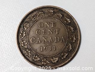 MaxSold Auction: 1911 higher grade large cent coin Canada - South Frontenac (Ontario, Canada) SELLER MANAGED Downsizing Online Auction - Battersea Road