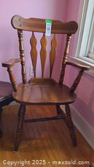 MaxSold Auction: Wooden Dining Armchair (Captain’s Chair) - Medium-Dark Stain - Loyalist (Ontario, Canada) SELLER MANAGED Downsizing Online Auction - Main Street