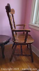 MaxSold Auction: Wooden Dining Armchair (Captain’s Chair) - Medium-Dark Stain - Loyalist (Ontario, Canada) SELLER MANAGED Downsizing Online Auction - Main Street