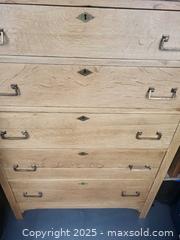 MaxSold Auction: Restored Antique 5 Drawer Oak Tall Dresser  47h 32w 18.5d Original handles - Toronto (Ontario, Canada) SELLER MANAGED Estate Online Auction - Suntract Road 