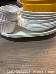 MaxSold Auction: Assorted Dinnerware Lot: Plates, Bowls, Ramekins, Platters - Barrie (Ontario, Canada) SELLER MANAGED Downsizing Online Auction -  Springdale Drive