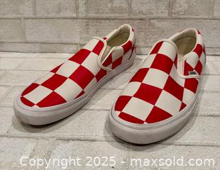 MaxSold Auction: Mens Leather Red Checkered Vans Size 13 New without Box - Morgan Hill (California, USA) SELLER MANAGED Downsizing Online Auction - San Clemente Lane